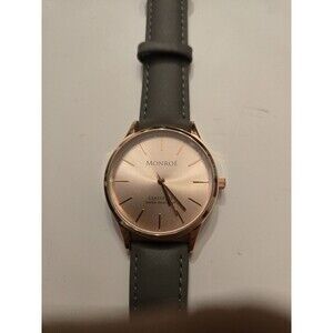 New Monroe by Maestro Unisex Rose Gold Tone Gray Leather Band Quartz Watch
